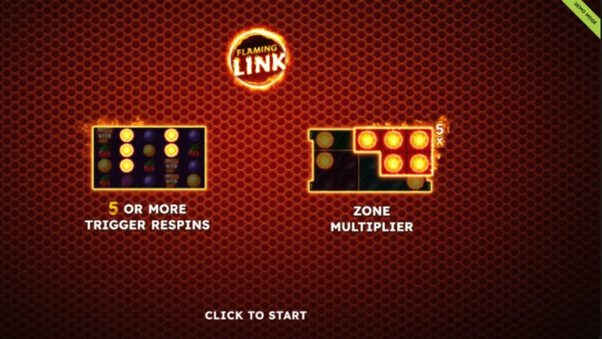 Tampilan visual mesin slot 40 Finest XXL Flaming Link dengan simbol buah neon dan api